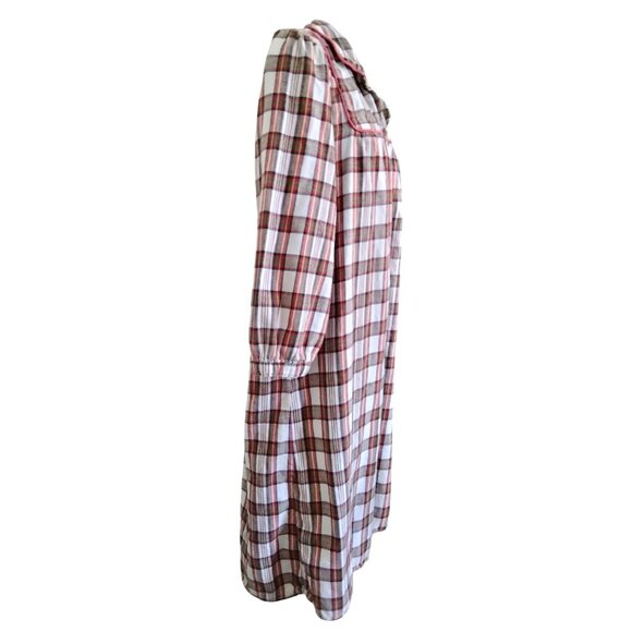 Classic Elements Woman Size 1X Nightgown Plaid Flannel Button Front Red White - Picture 4 of 11
